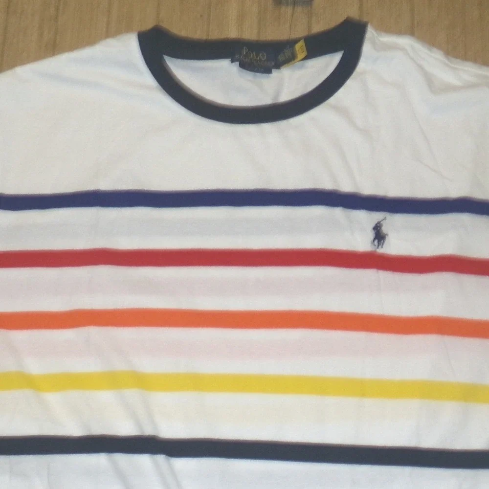 Polo Ralph Lauren Mens XXL Multi Color Striped Classic Fit Crew Neck T-Shirt NWT